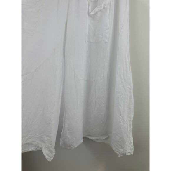 TG.U 100% Linen EXTRA Wide Leg Pant Italy Lagonlook Coastal Beachy Pockets White - Picture 7 of 11